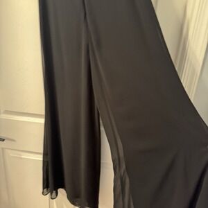 SHERI‎ MARTIN New York Wide Leg Sheer Overlay Palazzo Pants Black Sz 8 #42435